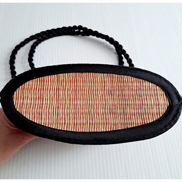 Bamboo Weave Purse Handbag Satin Trim Vacation Resort Travel Boho Beach Date - Picture 8 of 16